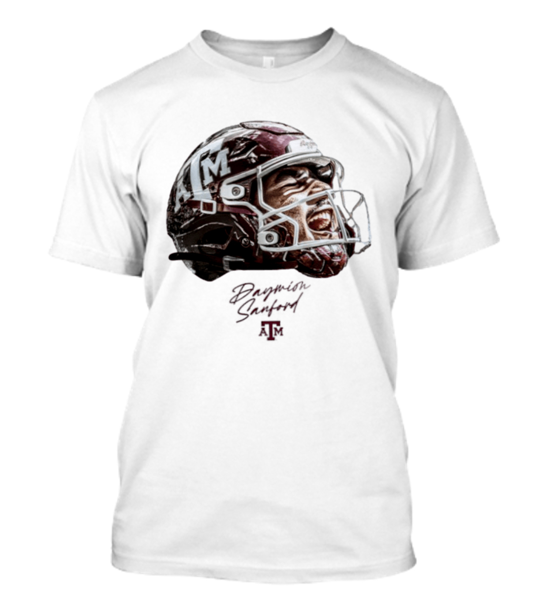 Texas A&M Aggies Football Helmet Game Face Daymion Sanford NCAA T-Shirt