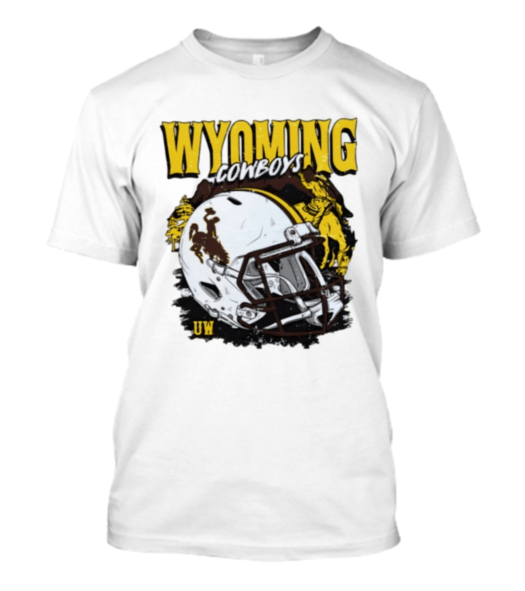 Wyoming Cowboys UW Football Helmet NCAA T-Shirt