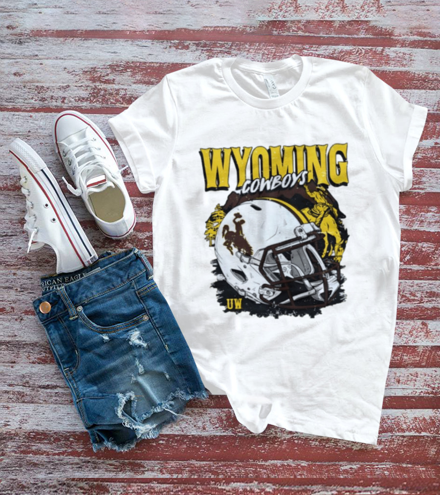 Wyoming Cowboys UW Football Helmet NCAA T-Shirt