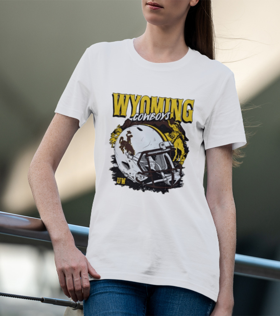 Wyoming Cowboys UW Football Helmet NCAA T-Shirt