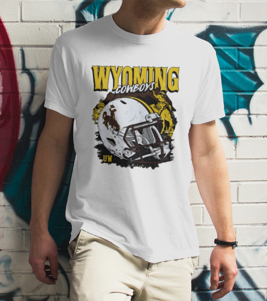 Wyoming Cowboys UW Football Helmet NCAA T-Shirt
