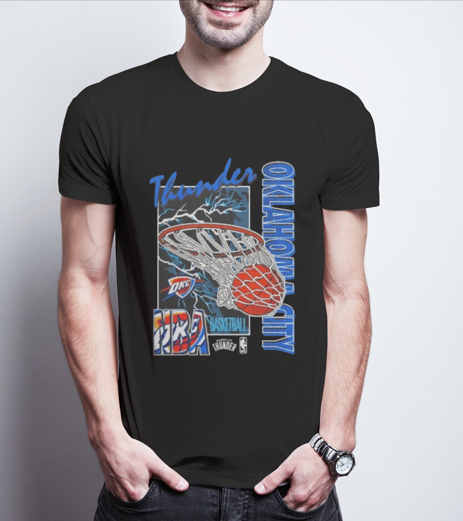 Oklahoma City Thunder NBA Basketball Net Lightning OKC T-Shirt