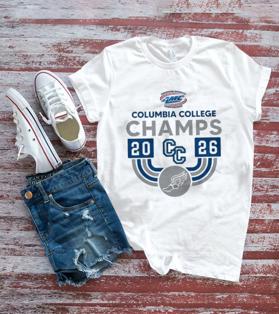 American Midwest Conference Columbia College Champs 2026 CC Indoor Track And Field T-Shirt