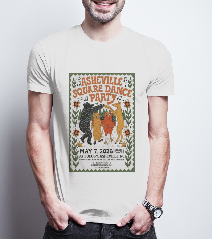 Asheville Square Dance Party May 7 2026 Eulogy NC Buncombe County Jam Benefit T-Shirt