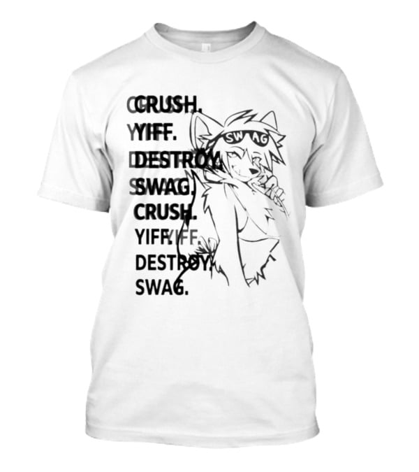 Crush Yiff Destroy Swag Fox Character Sunglasses T-Shirt