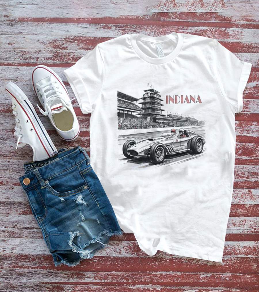 Indiana Indianapolis Motor Speedway Indy 500 Racing Car T-Shirt