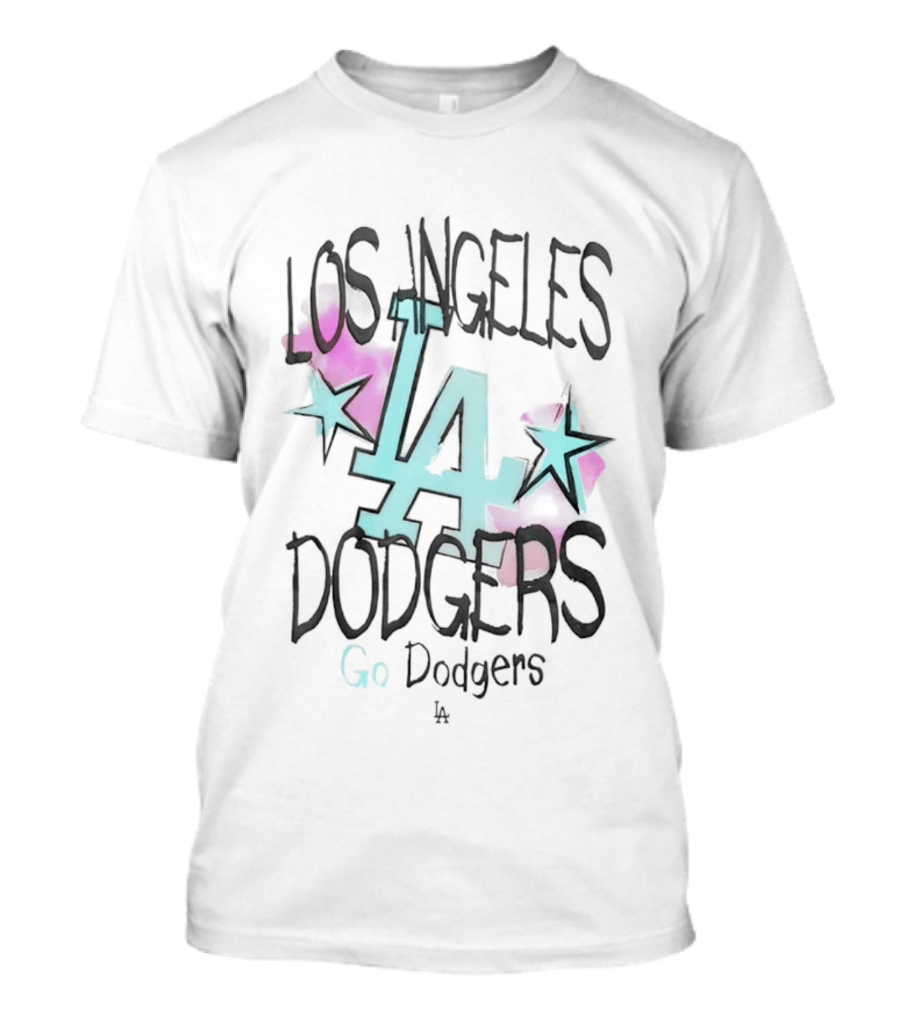 Los Angeles Dodgers LA Go Dodgers Watercolor Stars T-Shirt