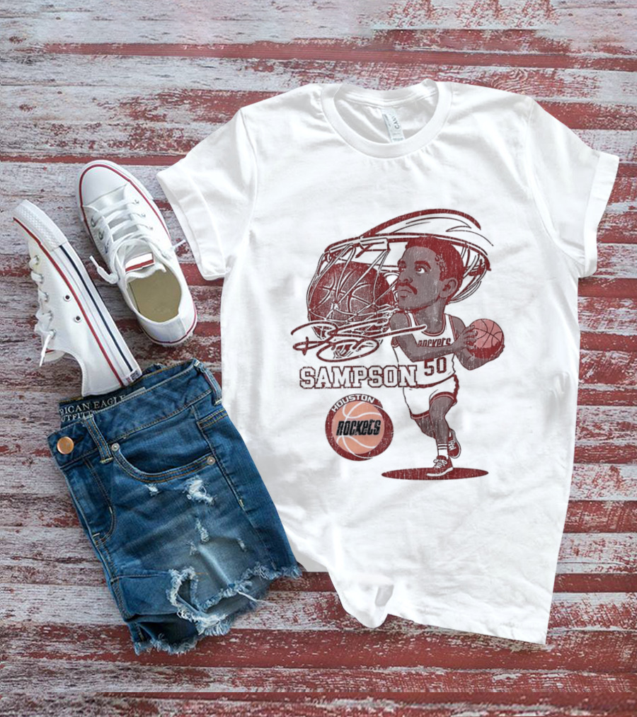 Ralph Sampson Houston Rockets NBA Caricature Basketball Player T-Shirt