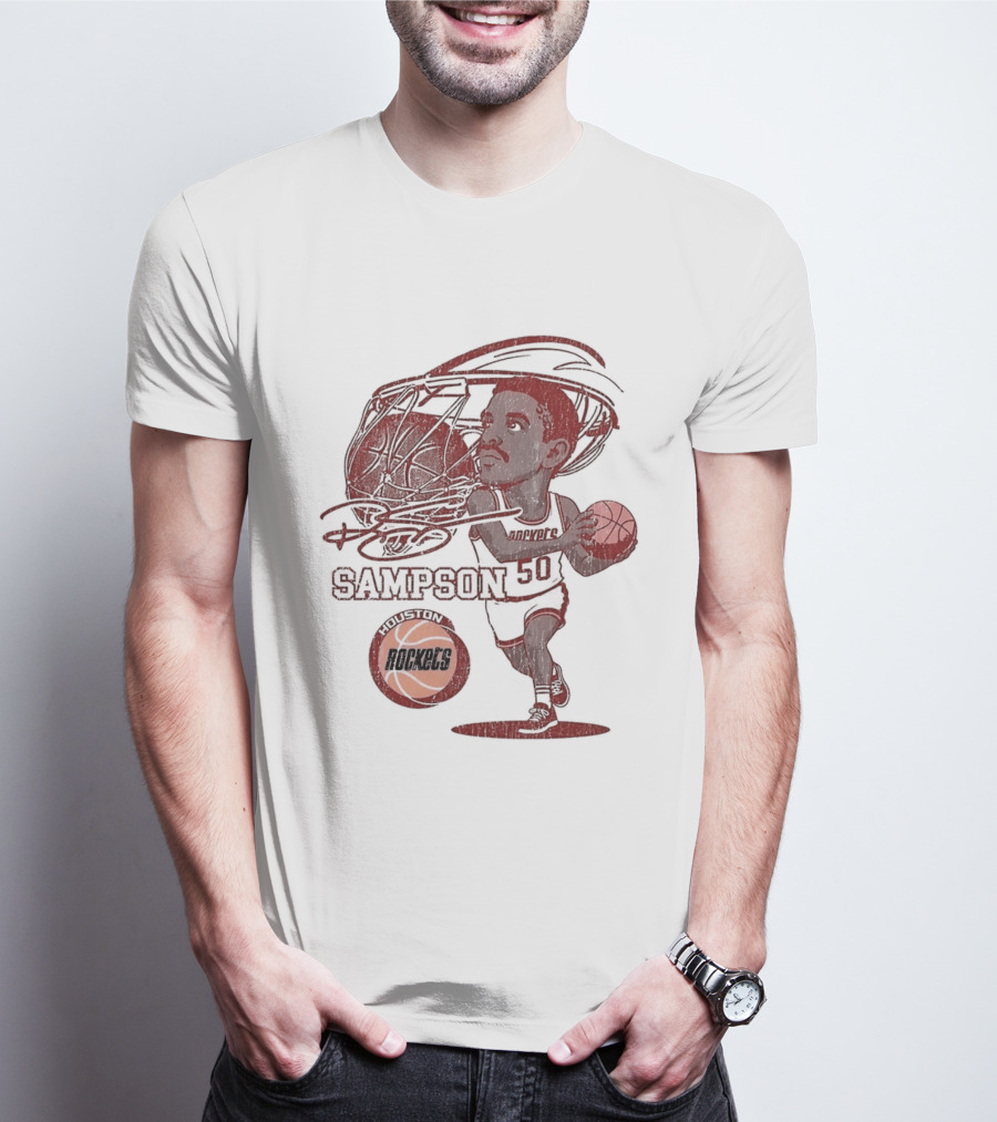 Ralph Sampson Houston Rockets NBA Caricature Basketball Player T-Shirt