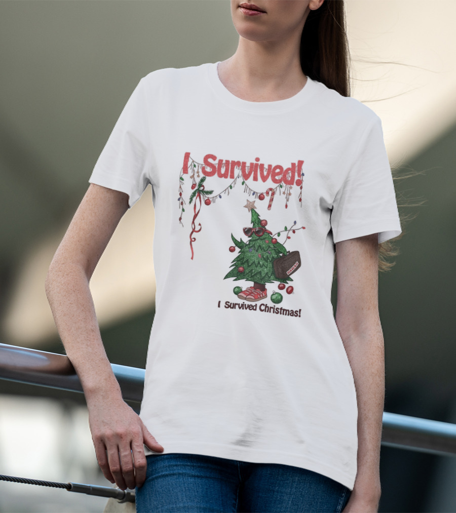 I Survived Christmas Funny Holiday Tree Celebration T-Shirt