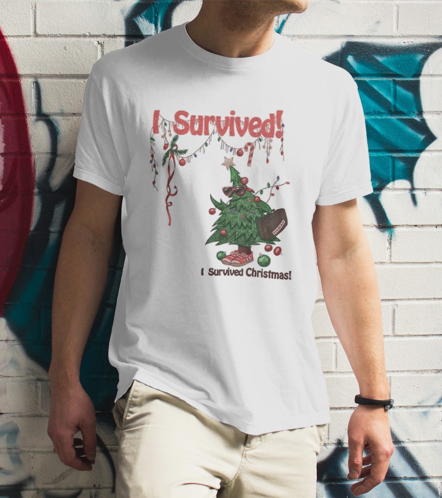 I Survived Christmas Funny Holiday Tree Celebration T-Shirt