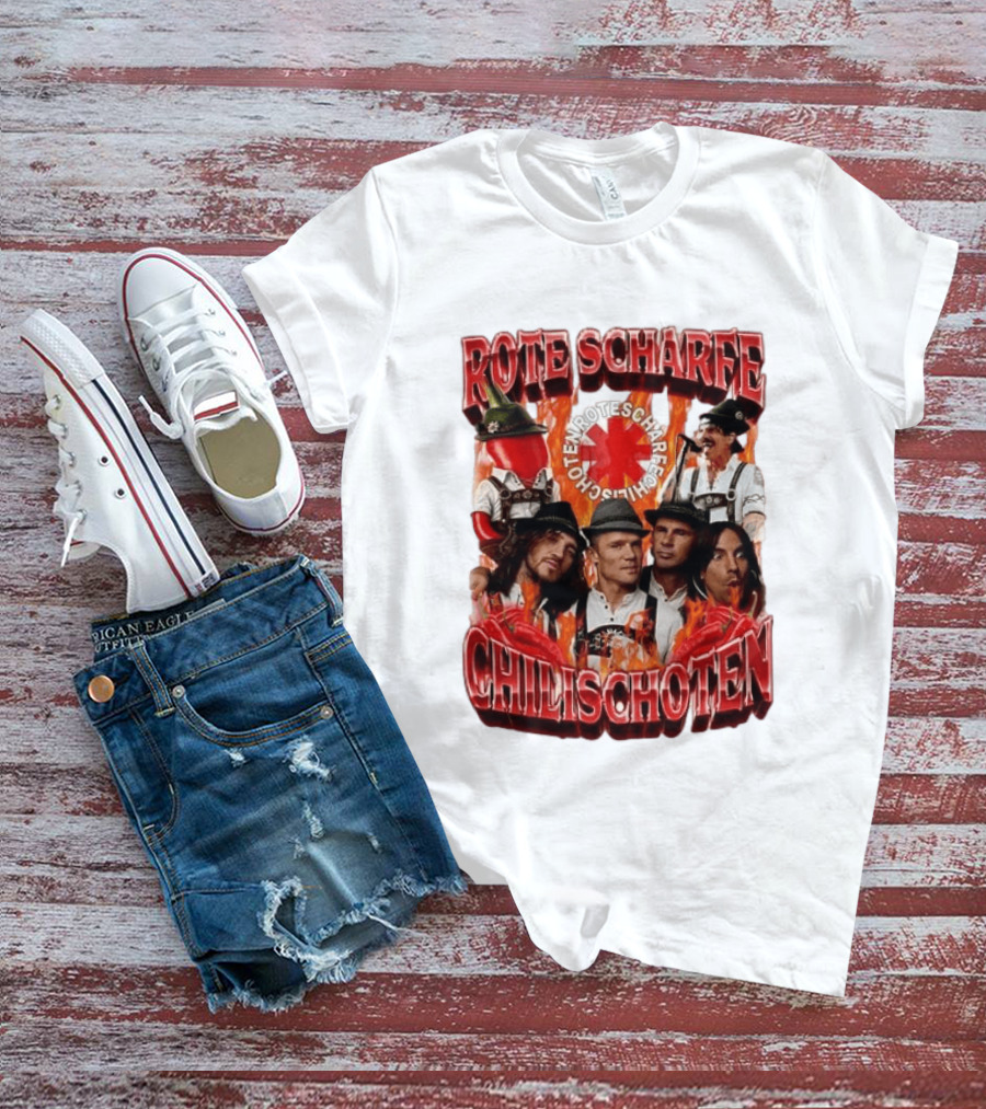 Rote Scharfe Chilischoten Lederhosen Band Mitglieder Custom T-Shirt