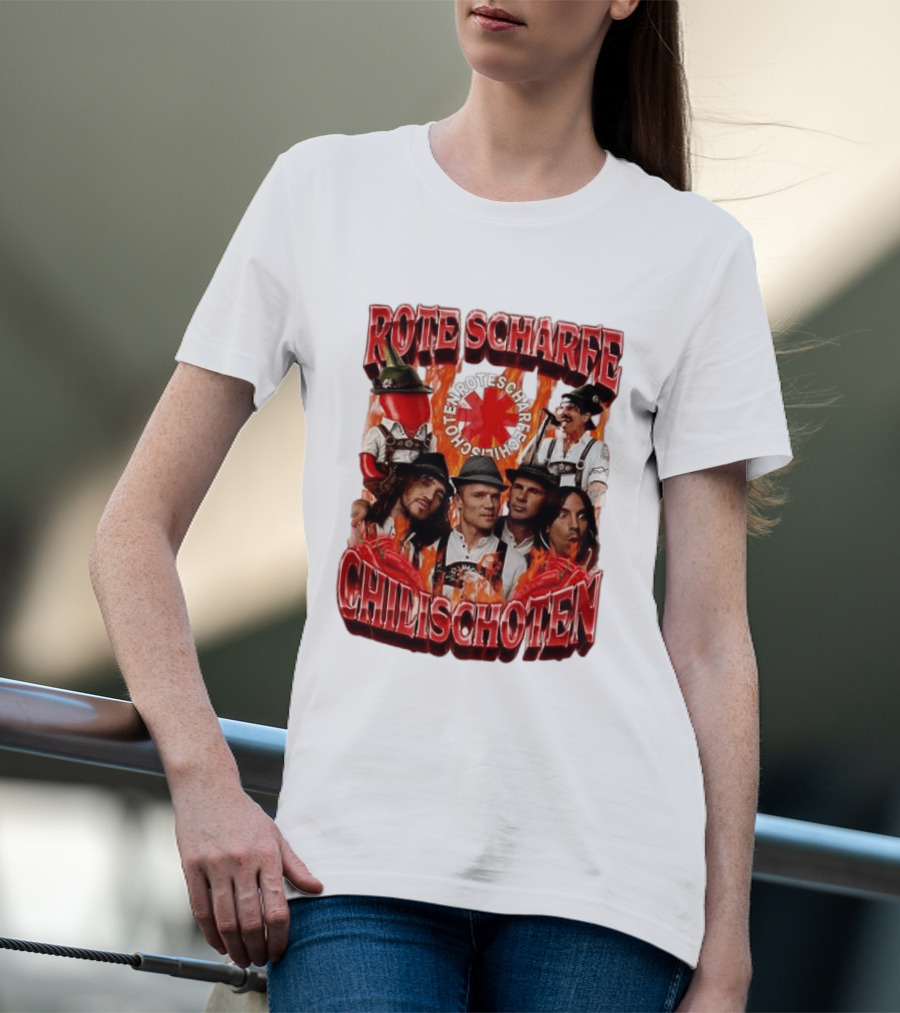 Rote Scharfe Chilischoten Lederhosen Band Mitglieder Custom T-Shirt