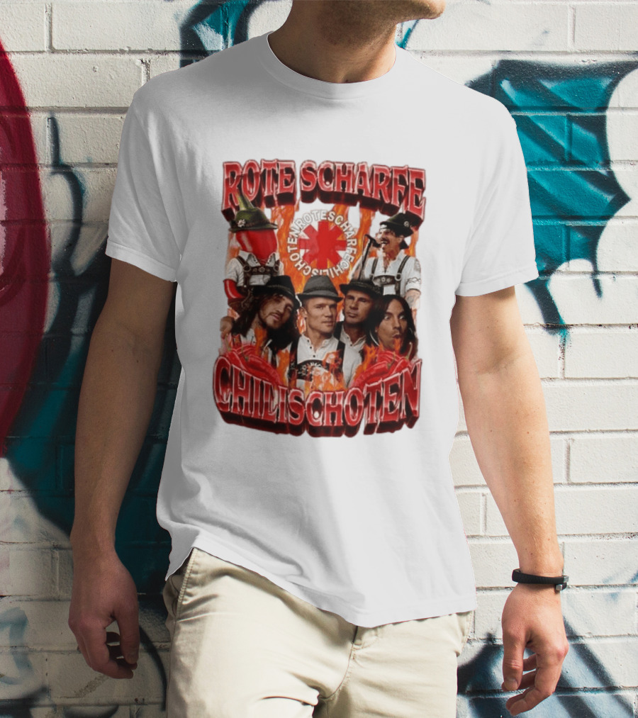 Rote Scharfe Chilischoten Lederhosen Band Mitglieder Custom T-Shirt