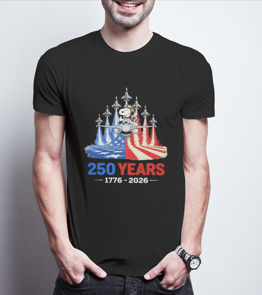 250 Years 1776 2026 Snoopy American Flag Jets T-Shirt