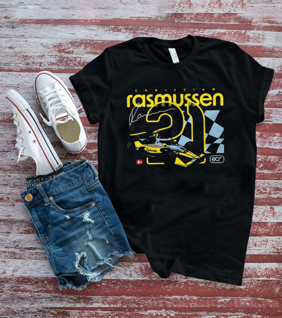 Christian Rasmussen 21 Splenda Chevrolet Racing ECR Flag Denmark T-Shirt