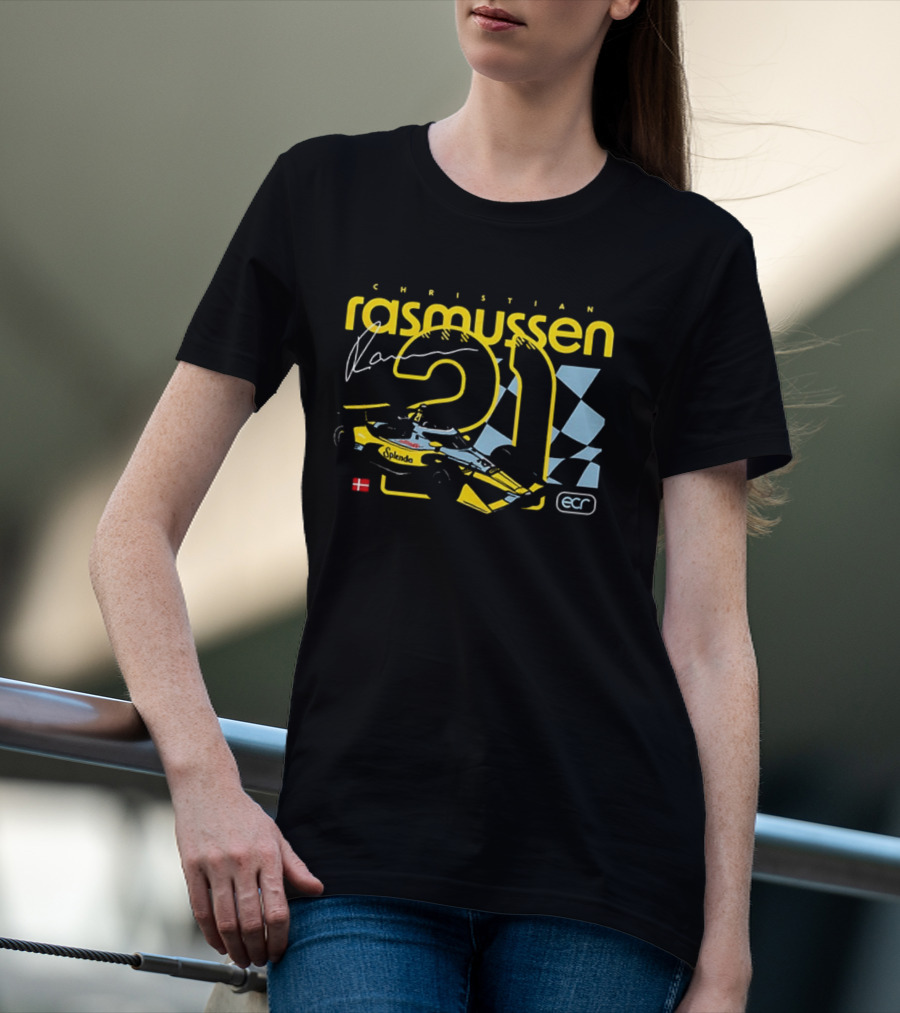 Christian Rasmussen 21 Splenda Chevrolet Racing ECR Flag Denmark T-Shirt