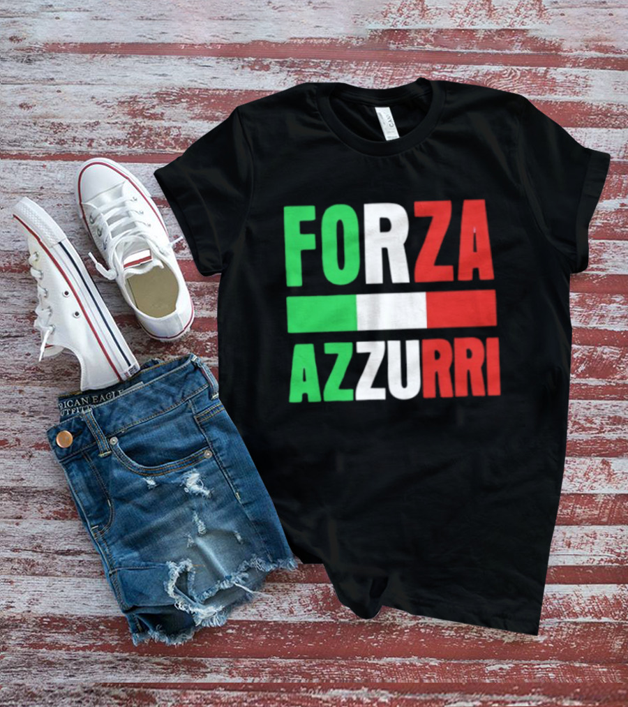 Forza Azzurri Italy Italian Flag Supporters T-Shirt