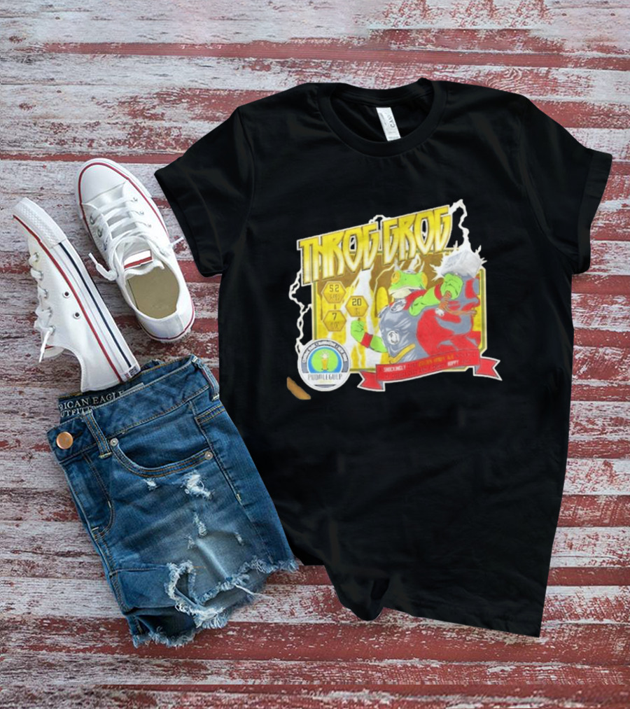 Throg Grog Puddle Gulp Superhero Frog Lightning Hammer Comic T-Shirt