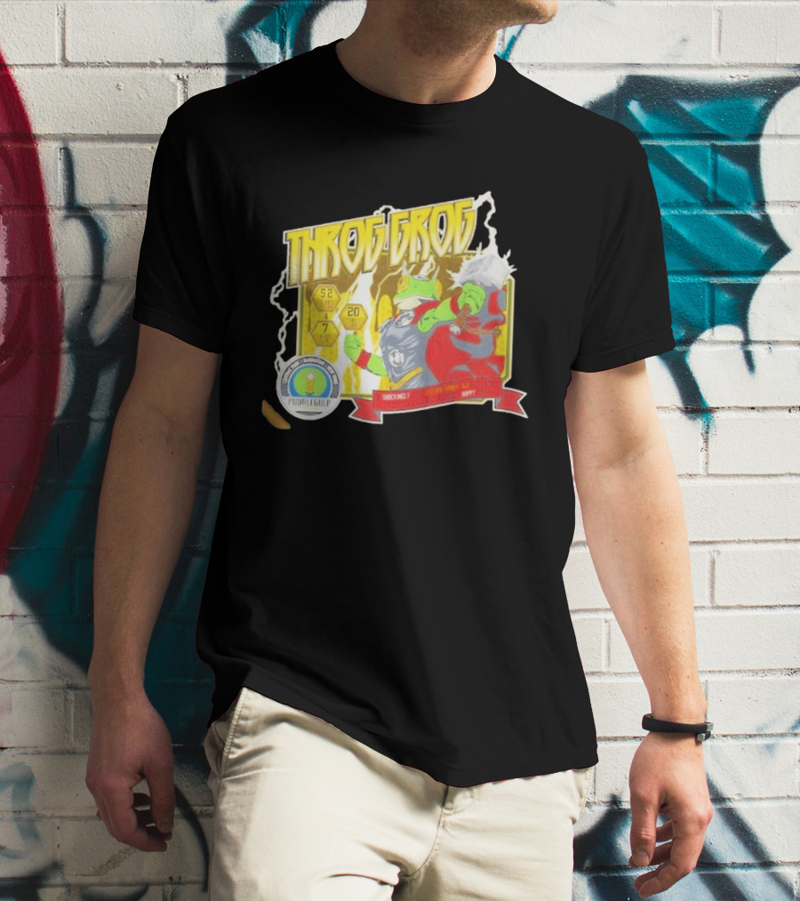 Throg Grog Puddle Gulp Superhero Frog Lightning Hammer Comic T-Shirt