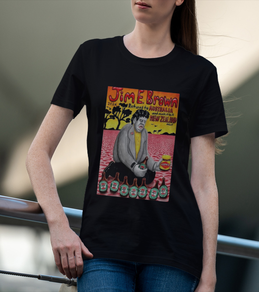 Jim E. Brown 2026 Returns To Australia New Zealand Debut Vegemite T-Shirt