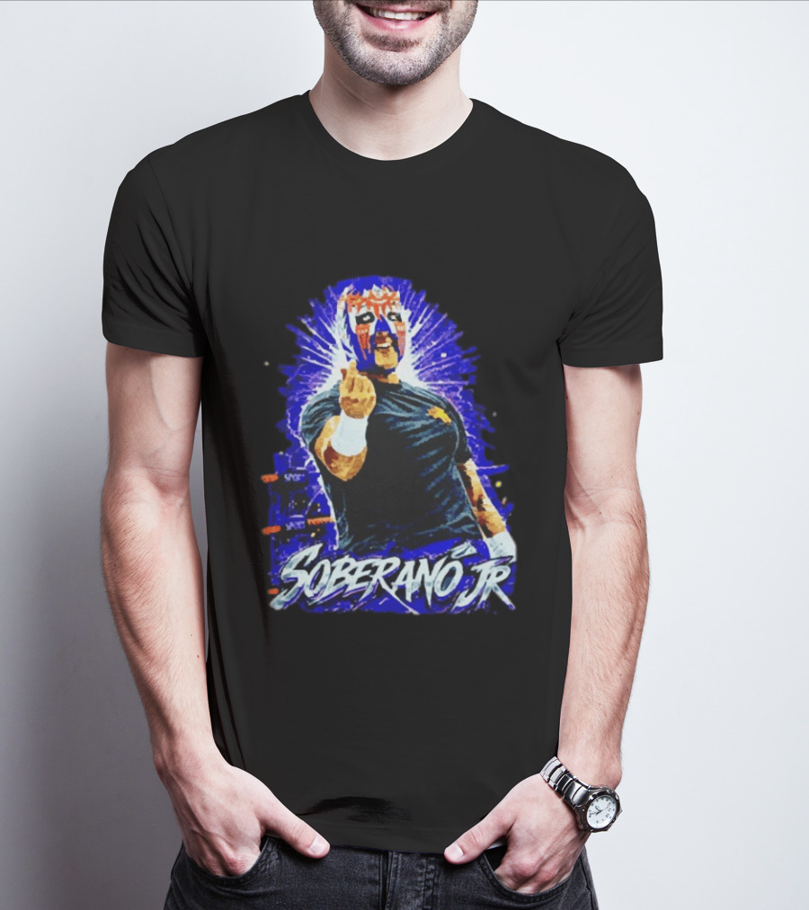 Soberano Jr Mexican Luchador Mask And Pose T-Shirt