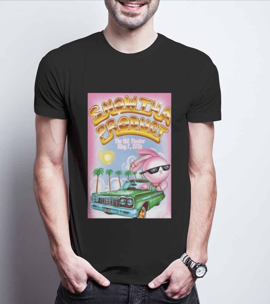 SNOW THA PRODUCT UC Theatre May 7 2026 Pink Bunny Sunglasses Lowrider Palms T-Shirt