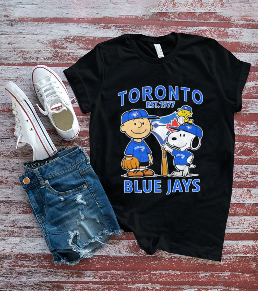 Toronto Est 1977 Blue Jays Snoopy Charlie Brown Woodstock T-Shirt