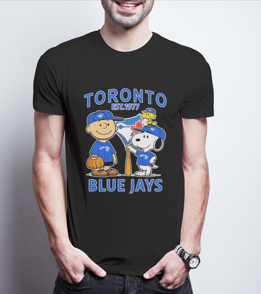 Toronto Est 1977 Blue Jays Snoopy Charlie Brown Woodstock T-Shirt