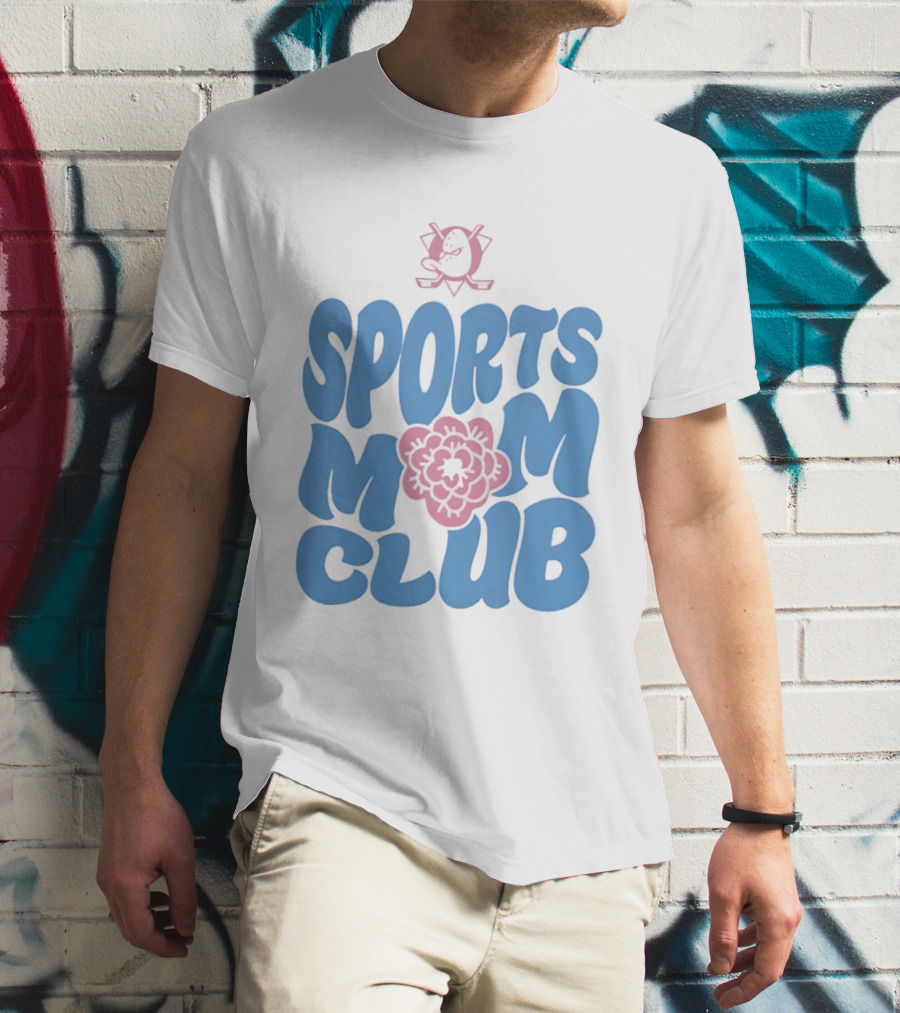 Anaheim Ducks Sports Mom Club Floral Lettering T-Shirt