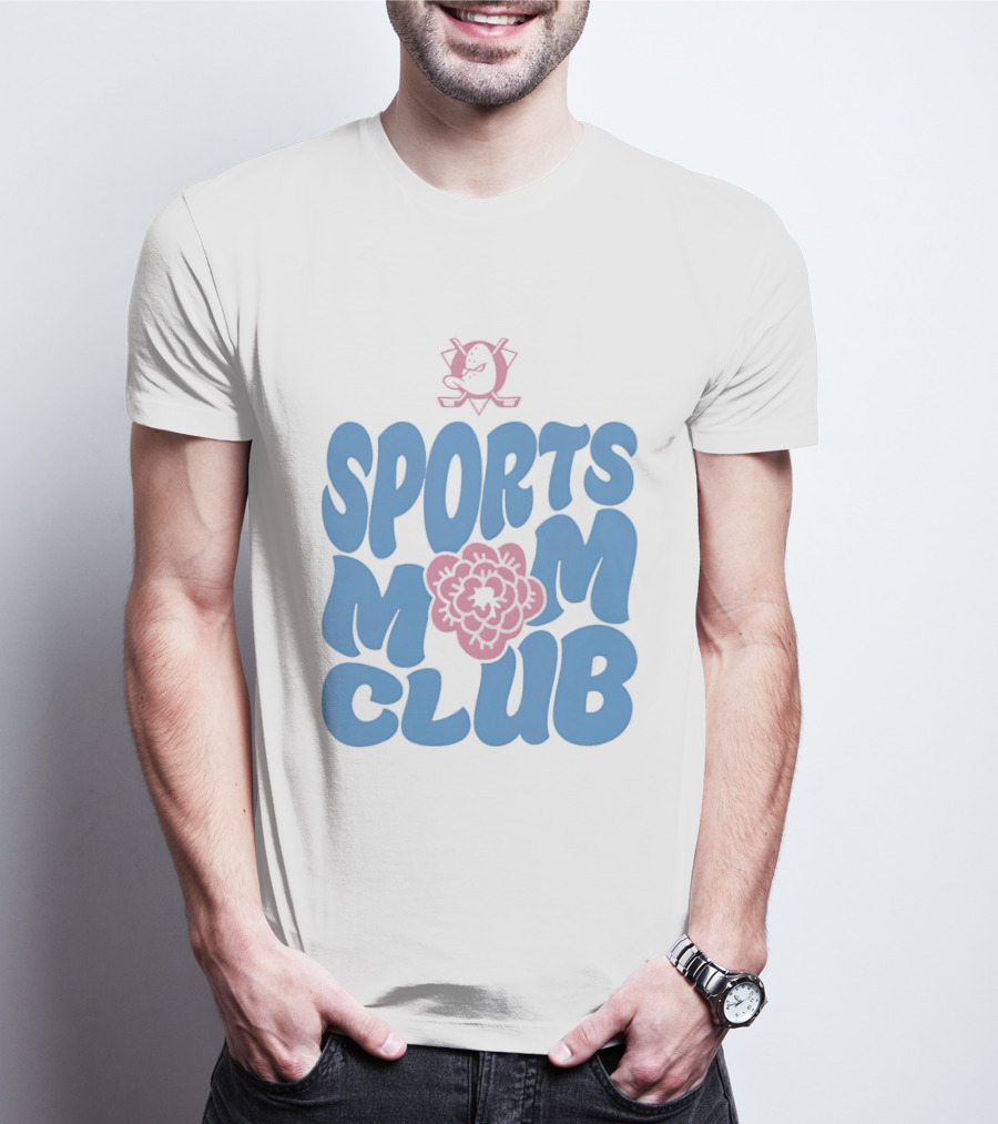 Anaheim Ducks Sports Mom Club Floral Lettering T-Shirt