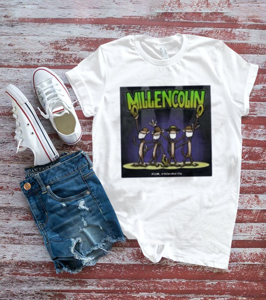 Millencolin For Monkeys Dancing Cartoon Monkeys With Masks And Hats T-Shirt