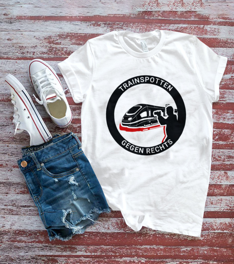 Trainspotten Gegen Rechts Train And Photographer Silhouette Anti Right Movement T-Shirt
