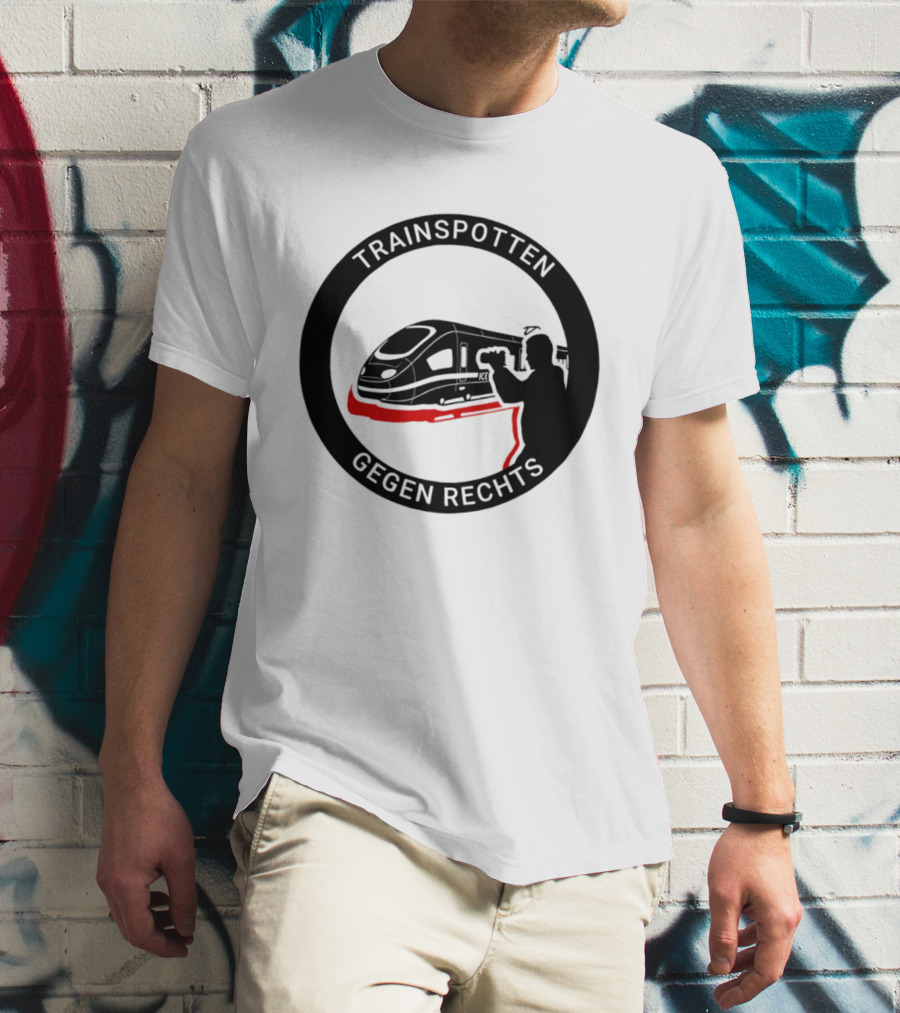 Trainspotten Gegen Rechts Train And Photographer Silhouette Anti Right Movement T-Shirt