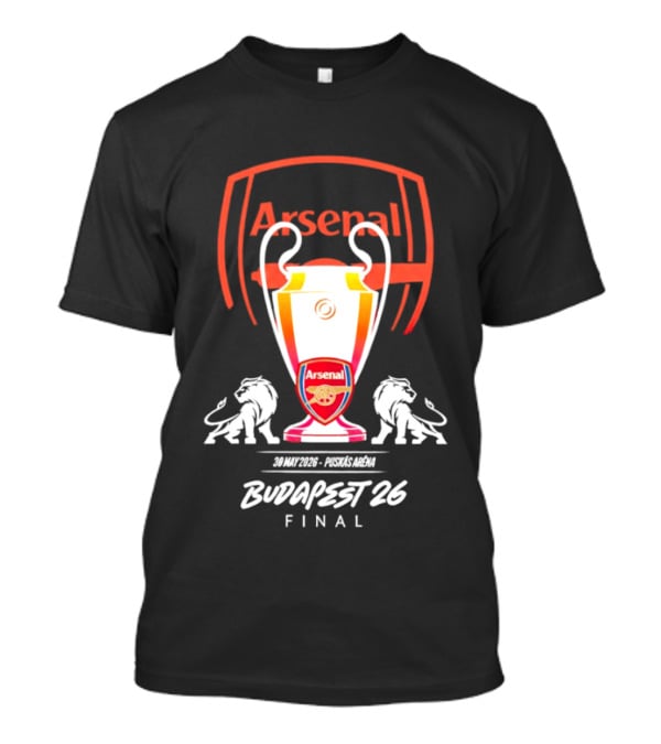 Arsenal Budapest 26 Final Champions League Trophy Lions T-Shirt