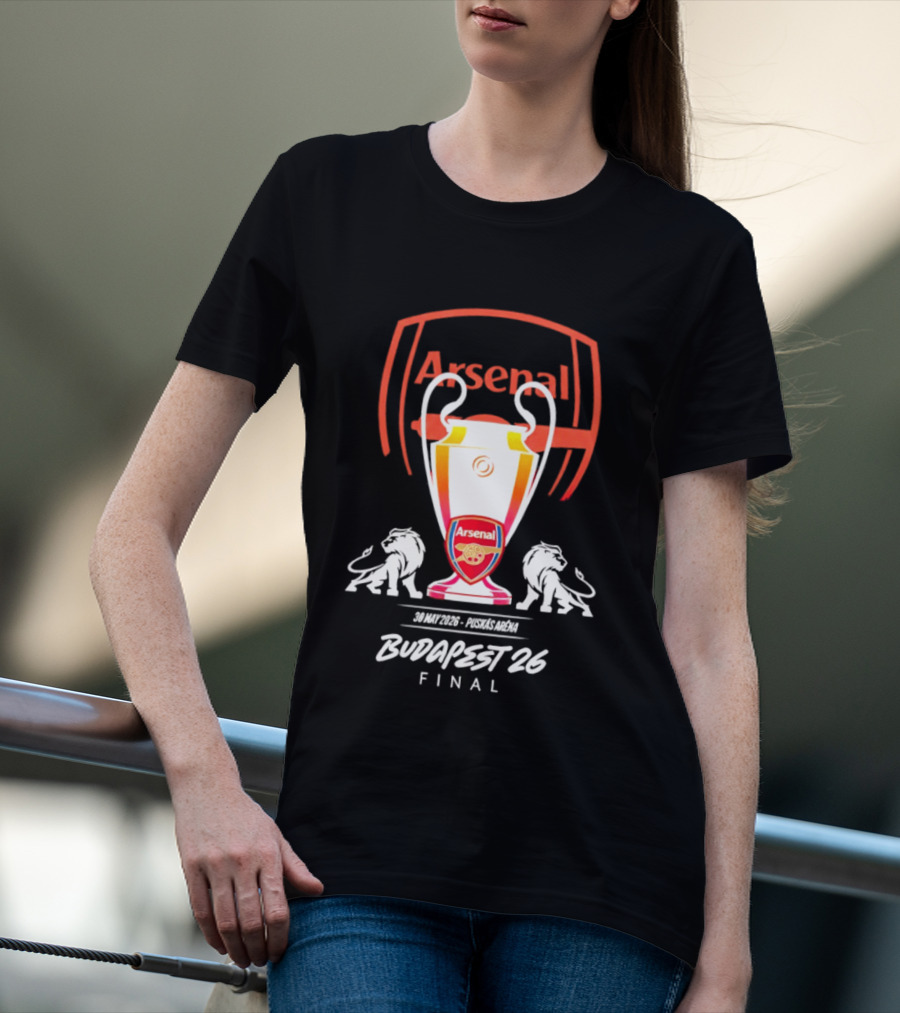 Arsenal Budapest 26 Final Champions League Trophy Lions T-Shirt