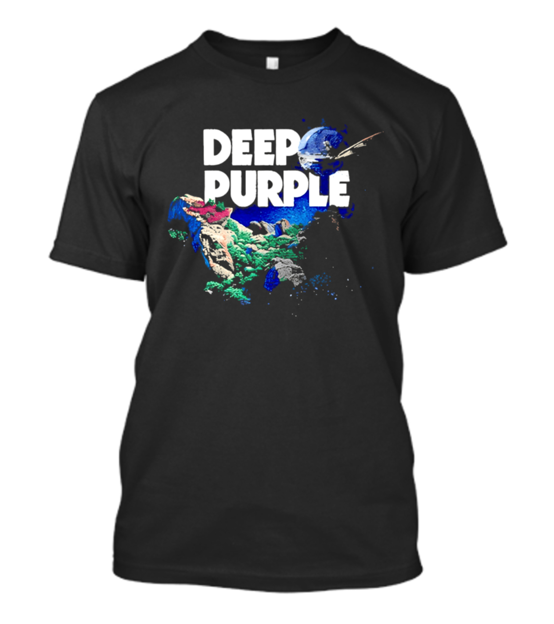 Deep Purple Colorful Splatters And Paint Brush Strokes T-Shirt