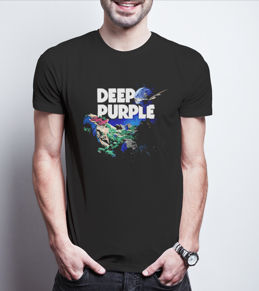 Deep Purple Colorful Splatters And Paint Brush Strokes T-Shirt