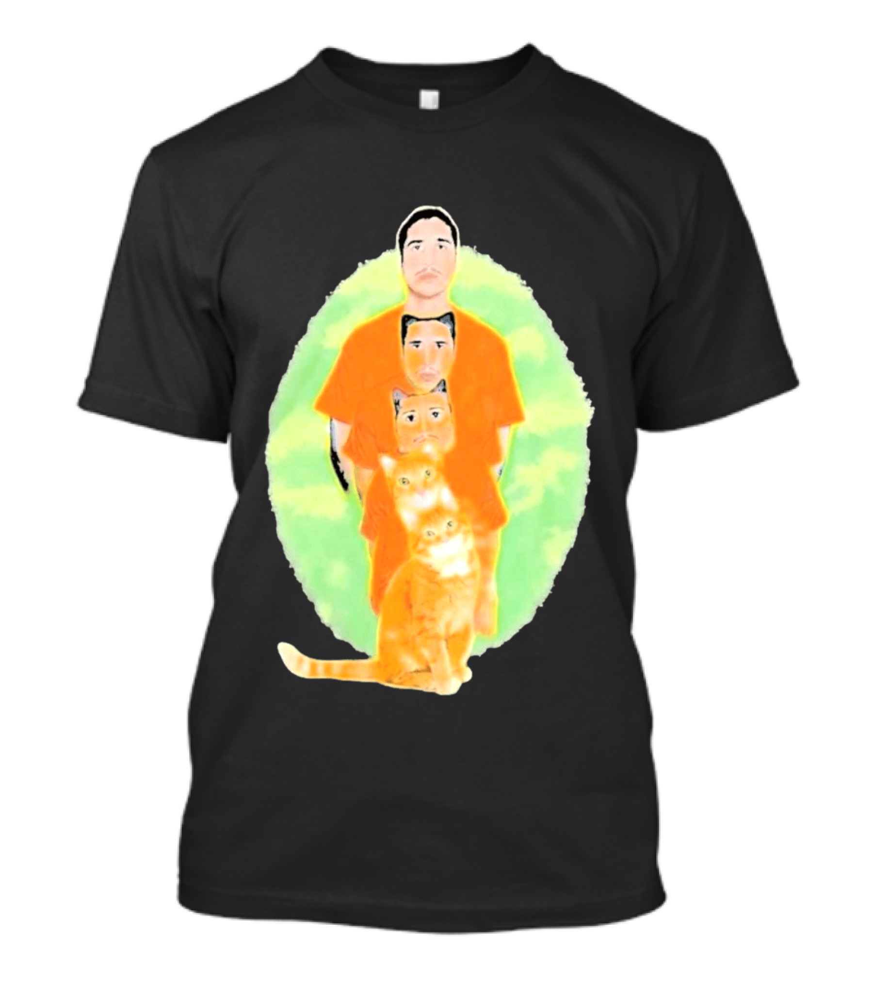 Julian And Logan Julian And Logan Logan Meows With Orange Cat Stack T-Shirt