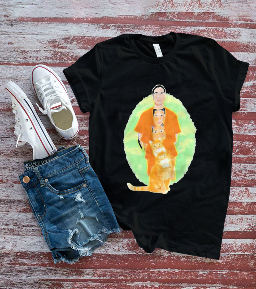 Julian And Logan Julian And Logan Logan Meows With Orange Cat Stack T-Shirt