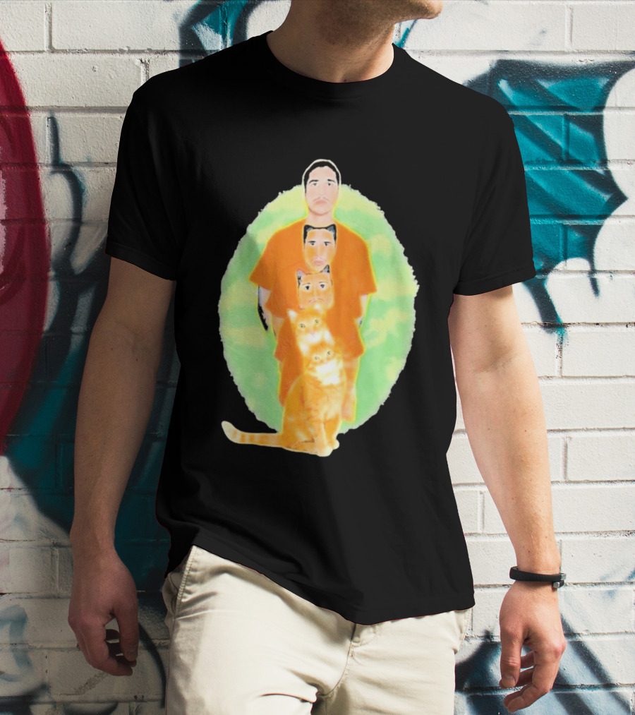 Julian And Logan Julian And Logan Logan Meows With Orange Cat Stack T-Shirt
