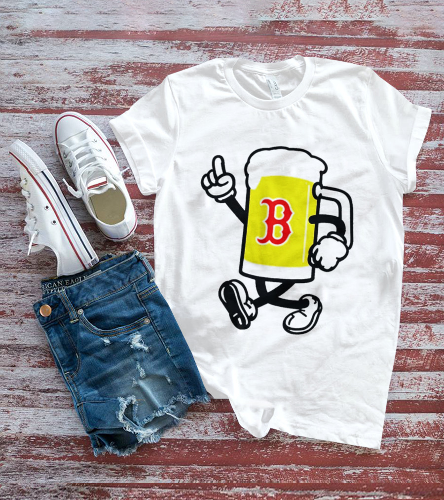 2026 Red Sox Beer With Walking Foam And Red B T-Shirt
