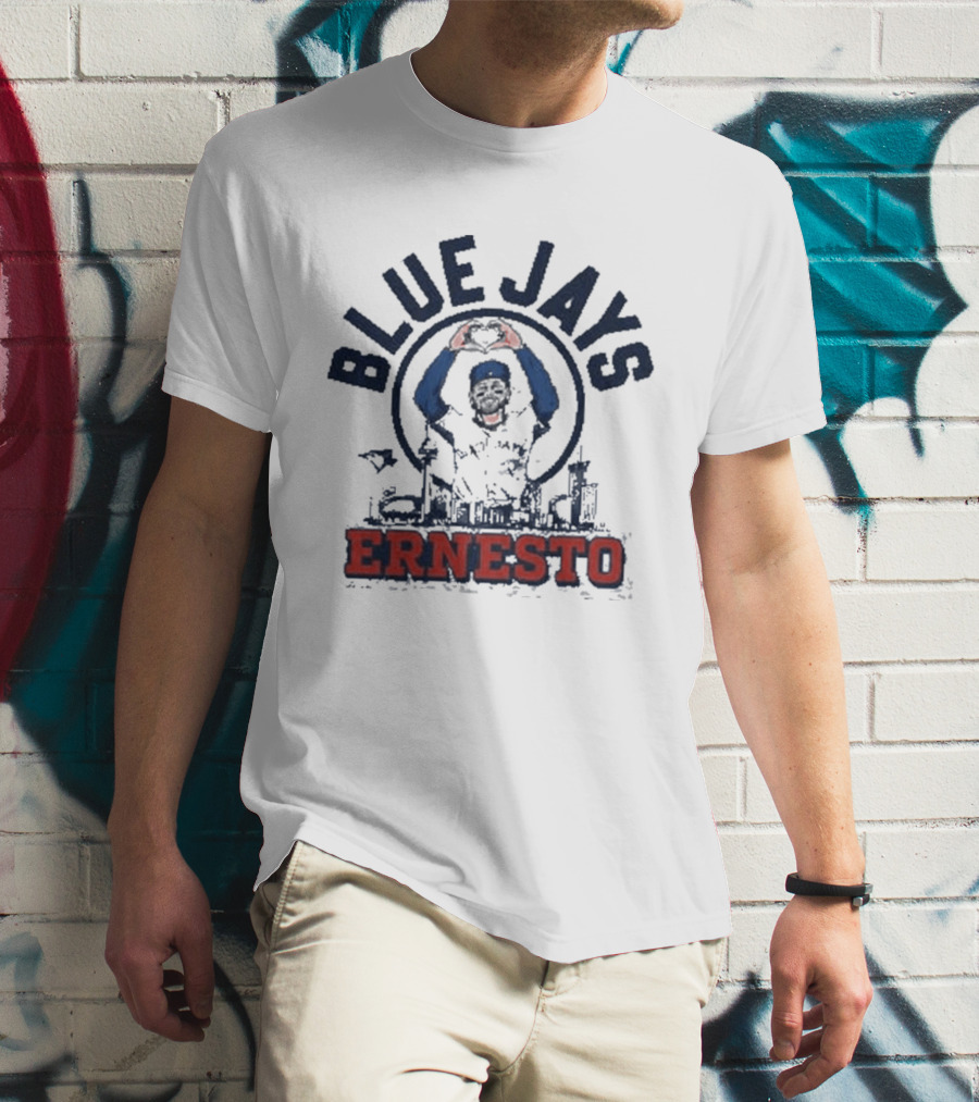 Blue Jays Ernesto Skyline Catch Celebration T-Shirt