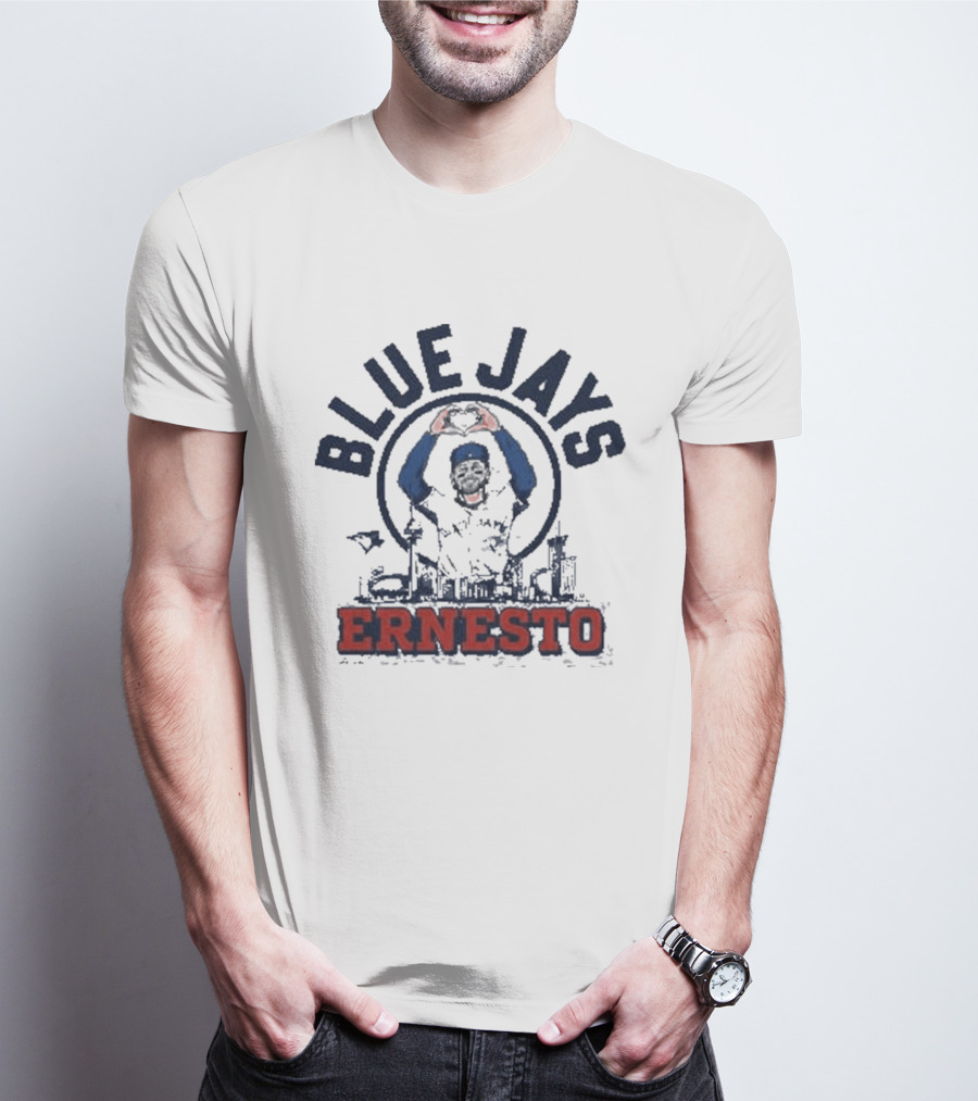 Blue Jays Ernesto Skyline Catch Celebration T-Shirt