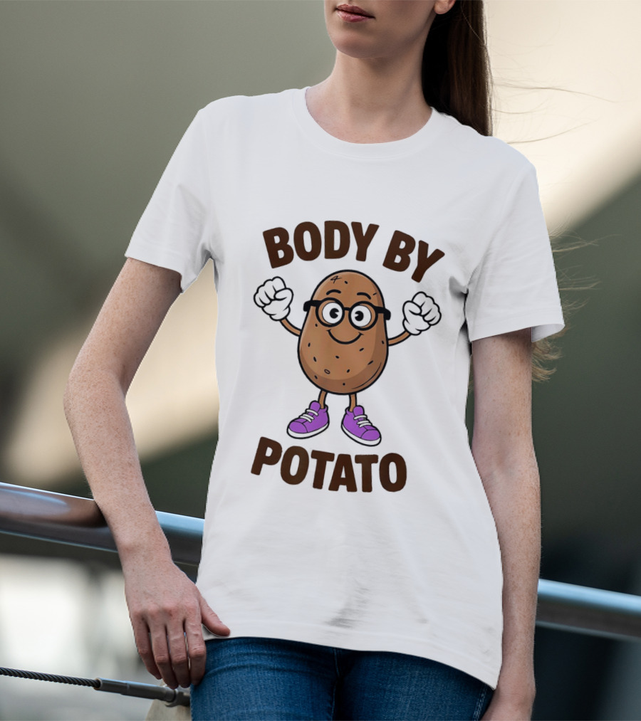 Body By Potato Cartoon Potato With Glasses And Sneakers T-Shirt