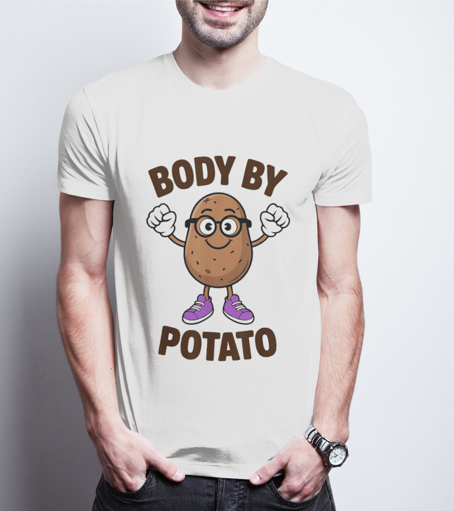 Body By Potato Cartoon Potato With Glasses And Sneakers T-Shirt