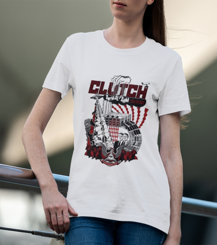 CLUTCH Animal Farm Orwellian Imagery With Windmill And Pig Revolution T-Shirt
