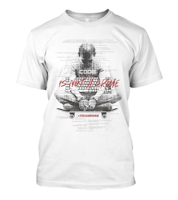 Coder Figure With Binary Text Code Is Not A Crime T-Shirt
