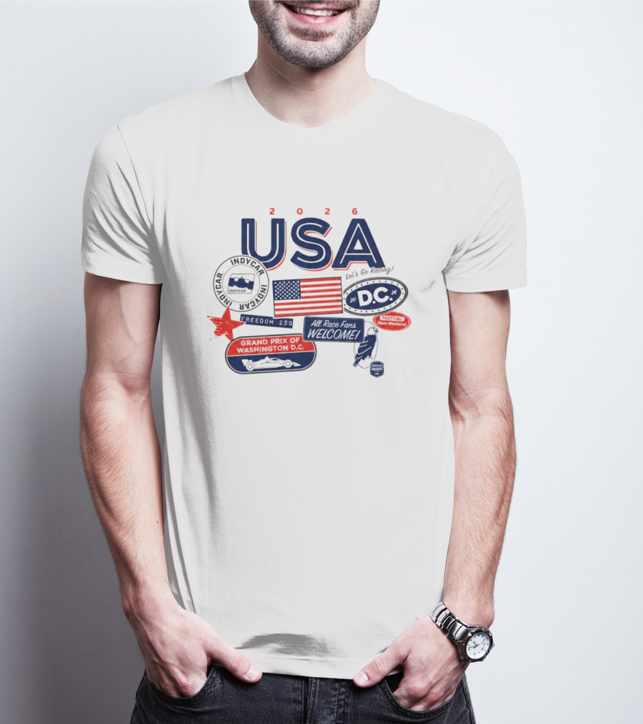 USA 2026 Indycar DC Let's Go Racing Freedom 250 Grand Prix T-Shirt