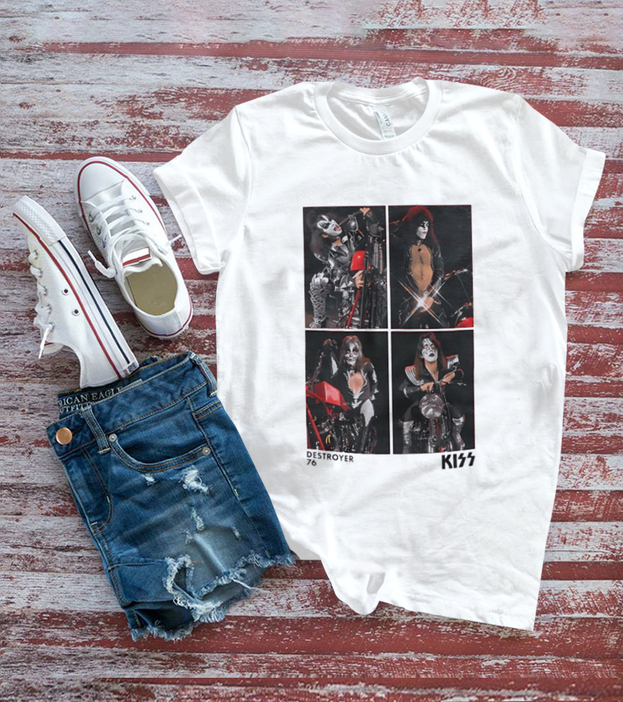 KISS Destroyer 76 Band Members On Motorcycles T-Shirt